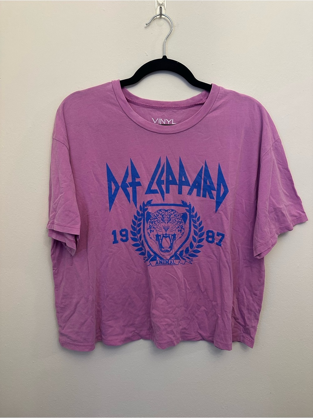 Def Leppard Vinyl Icons XL Pink 1987 Animal Graphic Band Tee Oversized Rock